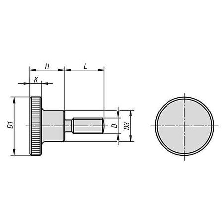 Kipp Knurled Thumb Screws in steel or stainless steel, DIN 464, metric K0140.04X16